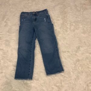 Blue jeans pink Stich lines on inside